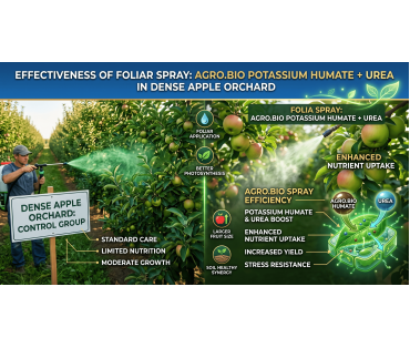 Skuteczność dokarmiania dolistnego humatem potasu Agro.Bio z mocznikiem w gęstych nasadzeniach jabłoni